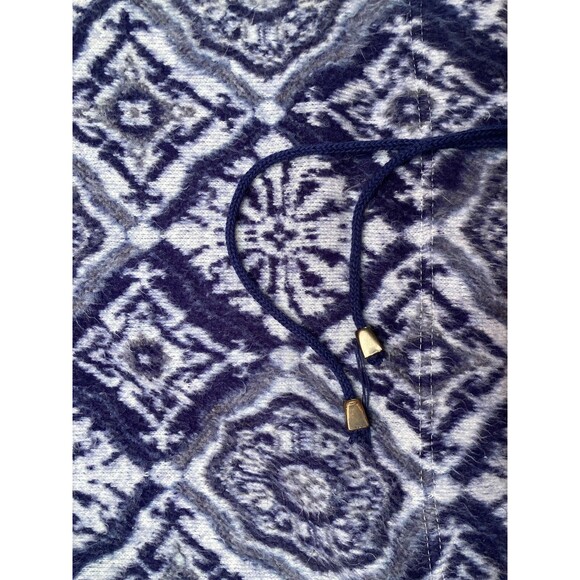 Vintage 90s Fleece 1990s Blue White Fuzzy Oversize Surfer Retro Boho Size XL - Picture 6 of 7